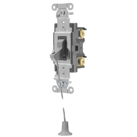 HUBBELL WIRING DEVICE-KELLEMS Hospital Call Switch, Toggle Switches, General Purpose AC, Single Pole, 20A120/277V AC, Back and Side Wired, With Lanyard HBL1221GHCS